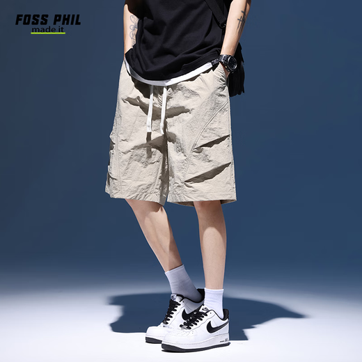 
Foss Phil shorts men's summer workwear trendy casual ice silk mid-pants loose sports five-point pants 9906 khaki L