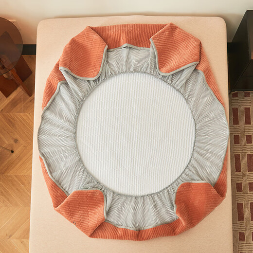 Gudie milk velvet quilted fitted sheet single piece thickened and warm winter Simmons mattress protector embroidered dustproof bed cover rock gray 180cmx200cm single fitted sheet