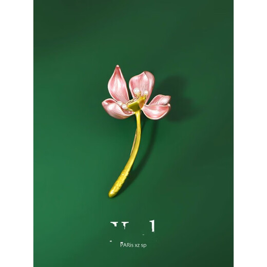 QUAMER Gold Store Model Love Lotus Pink Lotus Brooch Women's High-end Exquisite Oil Drop Flower Chinese Style Corsage Western Pink