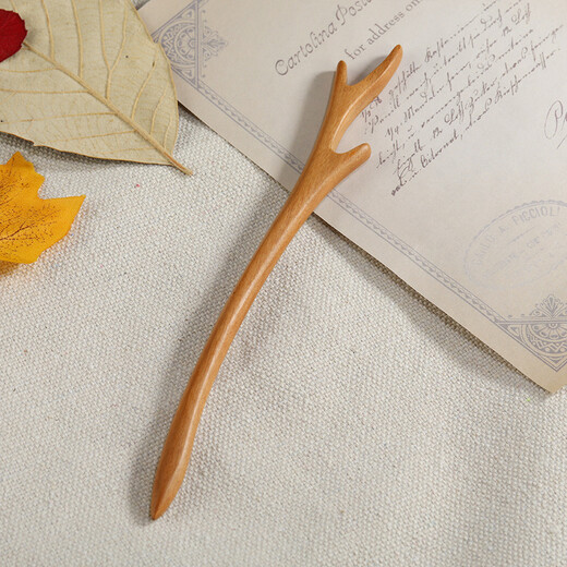 Meng Junchen Internet celebrity Yi Lu You Ni peach wood hairpin cheongsam Hanfu deer antlers hairpin accessories gift hair accessories to best friends finished deer antlers