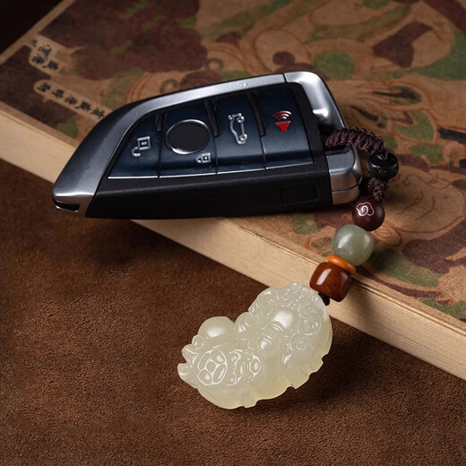 MUSIYU Jade Pixiu car key chain key pendant bag pendant male and female Pixiu pair couple model male and female Pixiu left + right pair A26-205