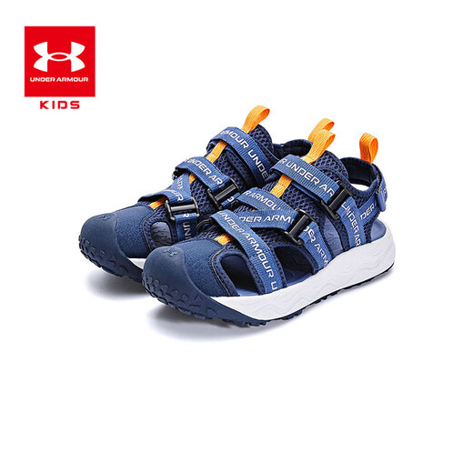 Under Armor Children's Men's and Women's Sandals Summer Baotou Beach Shoes Breathable Non-Slip Soft Sole Sports River Shoes 2421506 Navy Blue 34