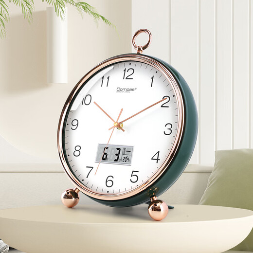 Kangbas simple table clock living room bedroom study desktop clock 2025 creative fashion table clock calendar quartz clock 3476Y calendar white and blue (29 cm)