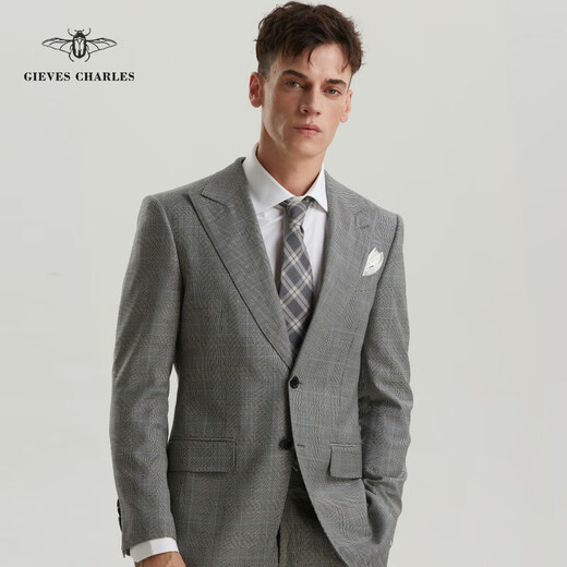 GIEVES CHARLES men's Welsh plaid 130 wool high-end business casual suit slim fit Welsh plaid 48