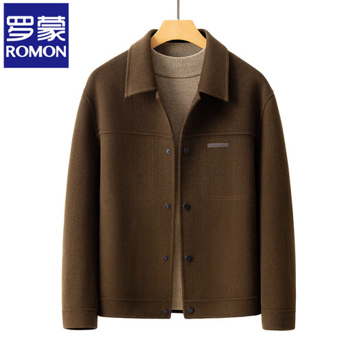 ROMON Wool Woolen Jacket Men's Autumn and Winter New Trendy Double-sided Woolen Jacket Winter Short Top Brown L