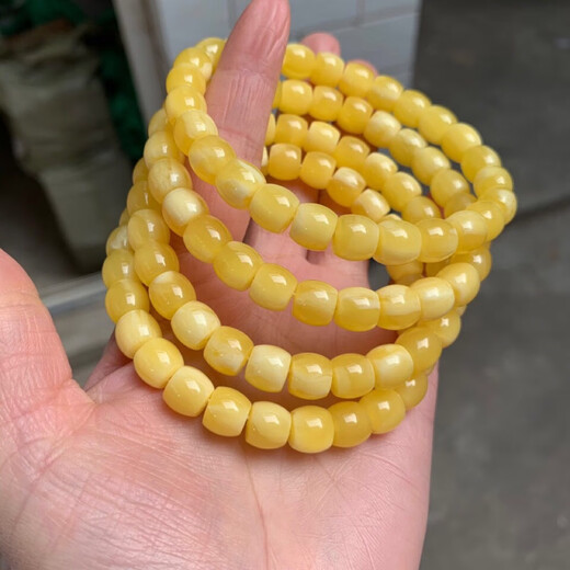 Boutique natural beeswax bracelets, amber, Russian chicken oil, single circle men's and women's bracelets, play buckets, white honey 10x8mm pier bracelets (23 pieces per piece)