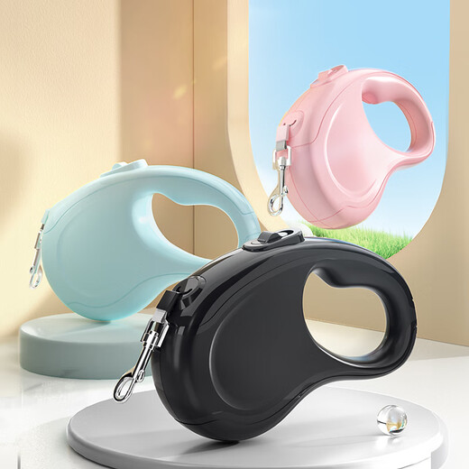 Hippidog new dog outing solid color versatile automatic traction rope retractable cat walking rope dog walking rope pet traction rope Ori powder 3 meters universal for dogs and cats