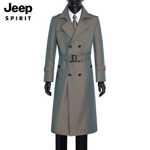 JEEP SPIRIT Men's Spring and Autumn Over-the-Knee Long Fashionable and Handsome Color Changing Extra Long Trench Coat Slim Jacket Fashion Coat Black Black is a solid color XL Recommended 150Jin Jin equals about 0.5kg