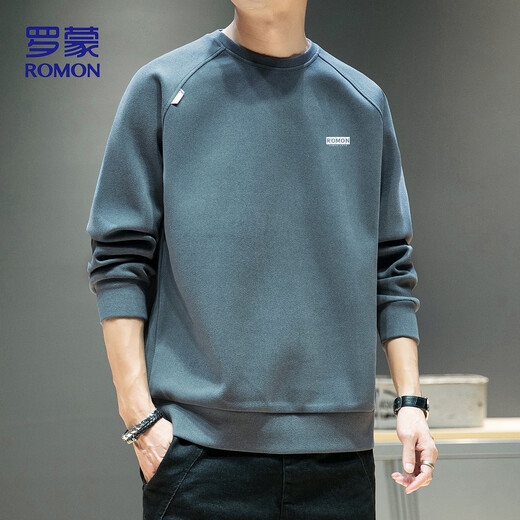 ROMON sweatshirt men's autumn and winter round neck loose long-sleeved T-shirt versatile bottoming shirt jacket men's ZH933 gray 2XL