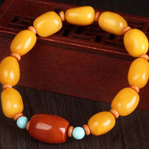Zhenghe Jewelry Boutique Chicken Fat Yellow Beeswax Bracelet Original DIY 15.3g