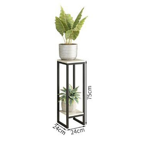 Shuaili Iron Flower Stand Balcony Outdoor Flower Pot Stand Double-layer Storage Rack Pothos Bonsai Stand SL8228Z White
