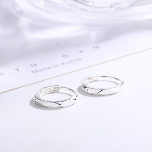 Qiuyu 999 silver earrings for women, solid ear buckles, high-end ear rings, plain ring earrings, Chinese Valentine's Day gift for girlfriend, solid sterling silver earrings, exquisite gift box