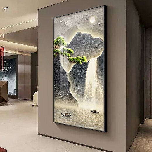 Long time no see. Entrance entrance decorative painting, new Chinese landscape painting, modern light luxury, high-end corridor and aisle hanging painting, opposite door mural.