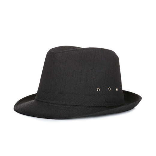 Changyin summer summer hat for middle-aged and elderly men's hat top hat sun hat linen jazz hat spring and autumn linen dark gray medium size 58 cm