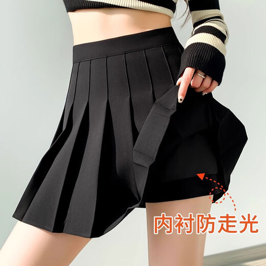 XINBUCKS pleated skirt women's short skirt A-line skirt umbrella skirt spring and autumn high waist slimming summer JK uniform skirt winter college style black-regular style (anti-wrinkle suit fabric) M size 90-105Jin Jin equals 0.5 kg (waist circumference 70cm)