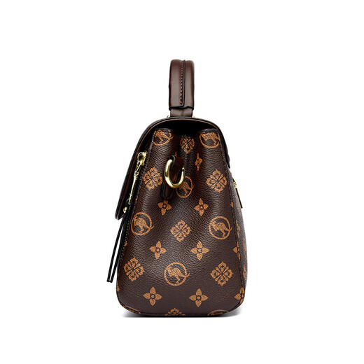 Snow Love Kangaroo Brand Genuine Leather Shoulder Bag Women's 50 for Mom 2025 New Crossbody Bag Gift for Women 30 and 40 Years Old Brown with Brown Gift Box + Gift Bag + Hand Bag Card Bag