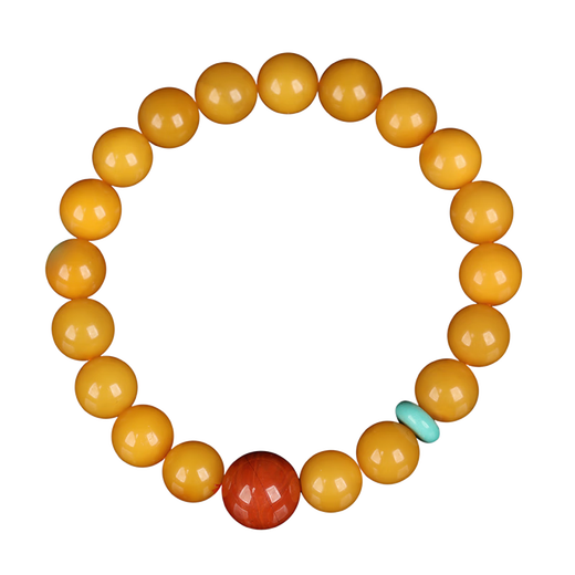 OUCERNY beeswax bracelet natural amber raw stone full of honey chicken oil yellow old beeswax round beads Nanhong Duobao DIY bracelet