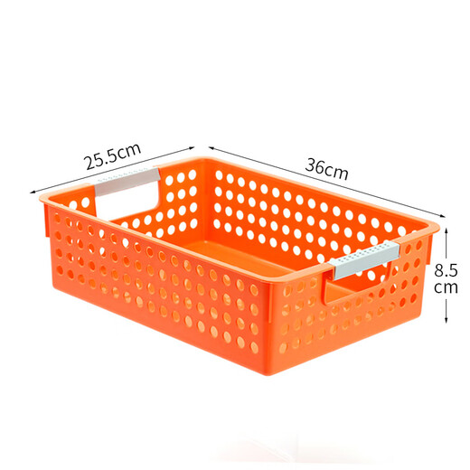 Macaron desktop storage basket plastic storage basket cabinet sundry basket home office storage storage basket fragrant orange shallow mouth large size