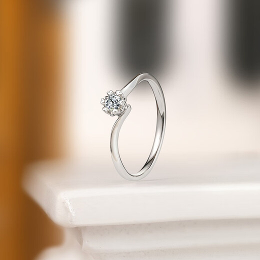 Saturday Fortune (ZLF) 18K gold diamond ring for women, brilliant sparkling carat effect, six-claw wedding proposal diamond ring, 5 points, size 12