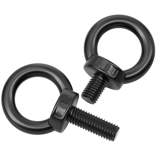 Fengji national standard black 304 stainless steel eye screw nut nut black ring lifting screw M4M5M6M8M10 black 304-M8*16 eye screw (1 piece)