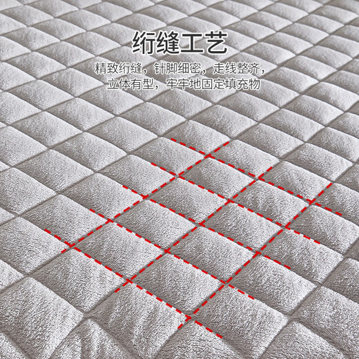 Yalu Free and Easy Mattress Mattress Non-slip Foldable 1.8x2m Autumn and Winter Warm Milk Velvet Style Soft Mattress Winter Thickened Double-sided Plush Mattress 180x200cm - Elegant Gray