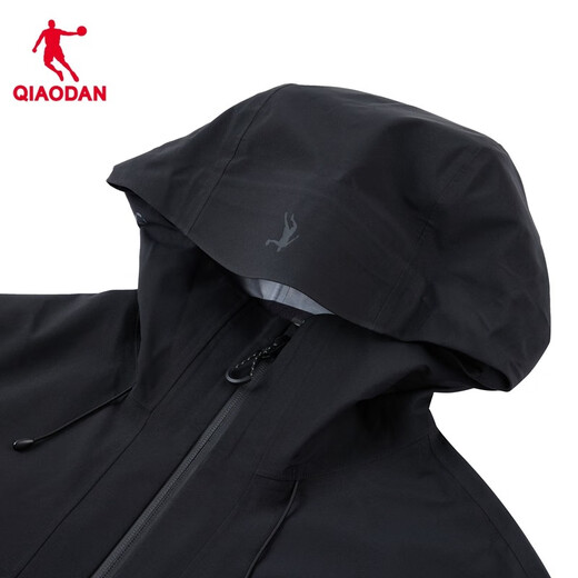 Jordan QIAODAN mountain god hard shell jacket for men and women, sports windbreaker, waterproof outdoor mountaineering jacket, black L 175