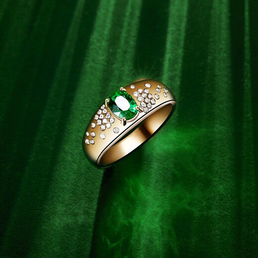 Yicai natural tsavorite ring women's 18k gold diamond ring birthday gift for girlfriend Tsavorite 1 carat/Gilder