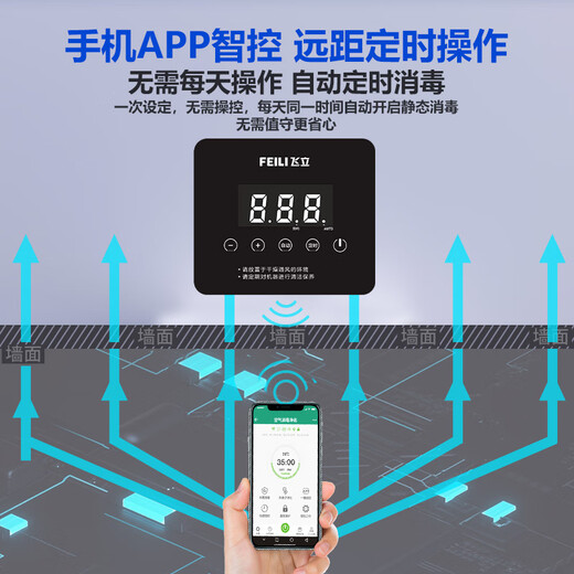 Feili Wall-mounted Ozone Generator Food Factory Workshop Disinfection Machine to disinfect School Kitchen Garbage Room Deodorize and Odor Registered by the Health Commission W805BT 5g/h (remote control + APP remote + cycle)