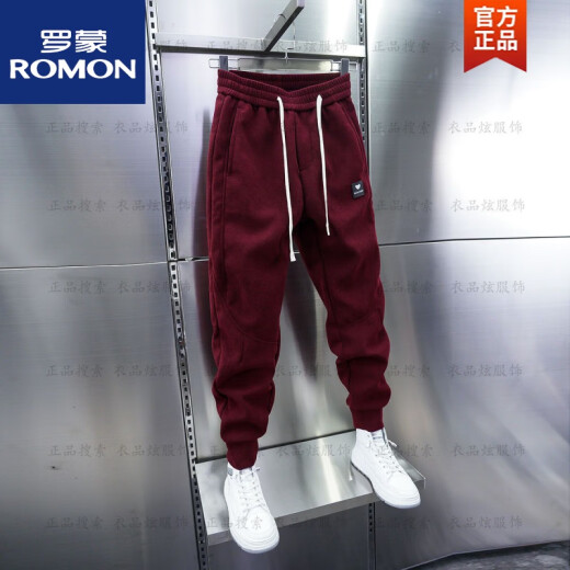 Romon (Romon) Extra gran tamaño 300 Jin [Jin equivale a 0.5 kg] Pantalones casuales de otoño e invierno de moda para hombres Pantalones casuales de deportes bordados bordados de otoño y Velvet Velvet Versión 2XL 120150 Jin [Jin iguala 0.5 kg]