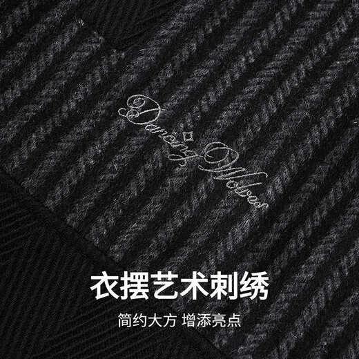 Dances with Wolves Jacket Men's Autumn and Winter Duck Down Lapel Wool Splicing Down Jacket Men 001 Black 175