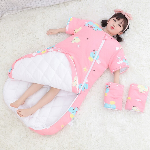 Linglingzhu pure cotton children's sleeping bag anti-kicking quilt artifact 5-10 years old 3-6 years old 1-3 years old older baby spring, autumn and winter pure cotton car 100cm (1-3 years old) thickened in autumn and winter