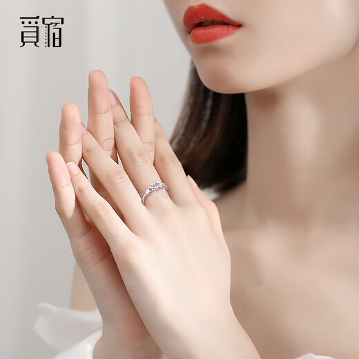 Misu PT950 platinum star ring for women, platinum car flower, hollow five-pointed star ring, adjustable Christmas gift, weight 2.2-2.4 grams + delivery certificate