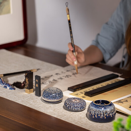 Zhang Xiaofeng's Four Treasures of Study Set High-end Writing Brush Set Complete Calligraphy Set Pen, Ink, Paper and Inkstone Set Chinese Painting Set Soft Pen Set New Year's Gift Box Kiln Transformation Unparalleled Gift Box