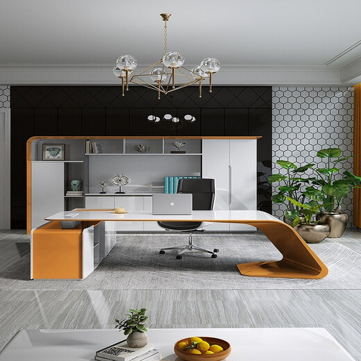 FUJIN boss desk white painted executive desk high-end office desk modern manager desk fashionable supervisor desk boss desk and chair 1.6 meters left side cabinet