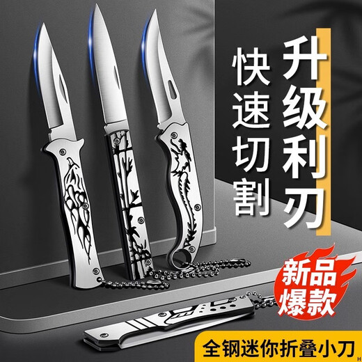 Bakuli Fruit Knife Folding Household Peeling Knife Stainless Steel Sharp Fruit Cutting Knife Portable Keychain Knife Silver Dragon Blade Sharp as Mang