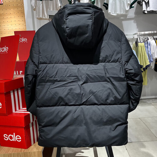阿迪达斯（adidas）羽绒服男装2024秋冬新款运动服时尚保暖连帽男士休闲夹克外套 JV6187黑色 S
