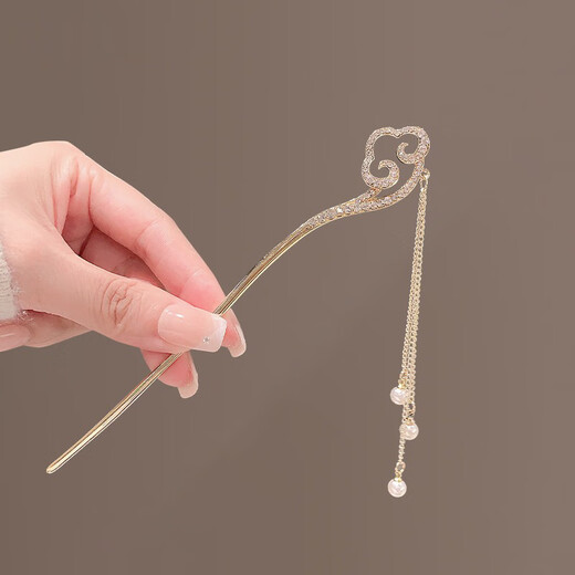 Su Shiliu New Chinese Style Xiangyun Tassel Hairpin Retro Style Hairpin Ancient Style Hairpin Hanfu Step Header Hair Accessories Xiangyun Rhinestone Tassel Hairpin