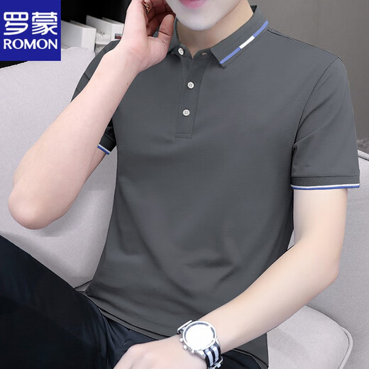 罗蒙（ROMON）polo.衫短袖t恤男士珠地棉潮流2025新款上衣服夏季男翻领半袖体恤 5012白色 L (适合：115-130斤)