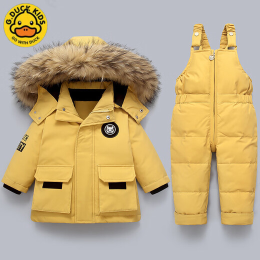 G.DUCKKIDS Men's and Women's Baby Winter Clothing Baby White Duck Down Thick Warm Jacket Outdoor Windproof Children's Overalls Set 802 Red 100 Suitable Height 90-100cm Age 3-4 Years Old 32-40