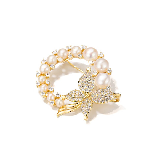 Qlady butterfly pearl brooch, high-end female brand corsage brooch, light luxury silk scarf buckle accessories, Mid-Autumn Festival birthday gift