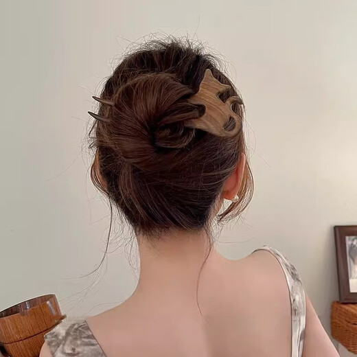 Two generations of happy cats and cat lovers, sandalwood hairpins for women, antique style cute hairpins, hairpins, high-end antique style Hanfu headwear, sandalwood kittens