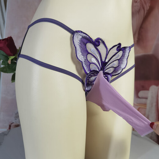 Adult products for men, men's egg-filled bullets separated large size temptation thong hollow large size underwear sexy lace butterfly see-through adult sex toys XL light green (155-200 Jin Jin equals 0.5 kg) bullet separation-opening