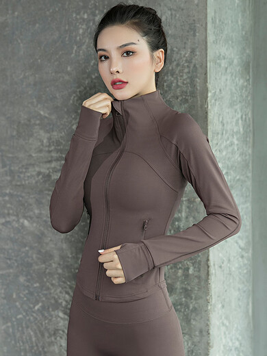 Kong Yu fitness jacket women's slimming professional high-end Pilates yoga suit running sports training long-sleeved black two-piece set (jacket + trousers) M