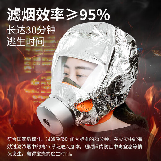 Giant wood gas mask fire mask smoke and fire protection 3C certified fire escape mask filter self-rescue respirator national standard 3C fire mask 30 minutes protection