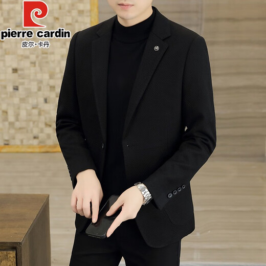 Pierre Cardin high-end casual woolen suit jacket men's autumn and winter new business slim single suit men's woolen suit Khaki XL /180