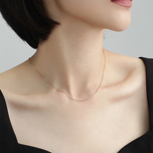 Ming brand jewelry 18K gold color gold fashionable and simple Chopard chain plain chain necklace gift for women CSR0205 pricing Chopard chain K red about 41+2.5+2.5 cm about 1.17 grams