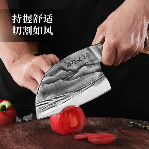 赊刀人厨房刀具菜刀 不锈钢锋利高山古法锻造锻打刀厨师切肉圆头切片刀