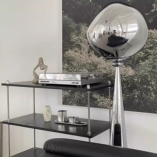 Zhongshuai high-end lava floor lamp post-modern light luxury living room bedroom study room decoration creative atmosphere Italian style H145 pearl black + smoke gray lampshade remote control dimming