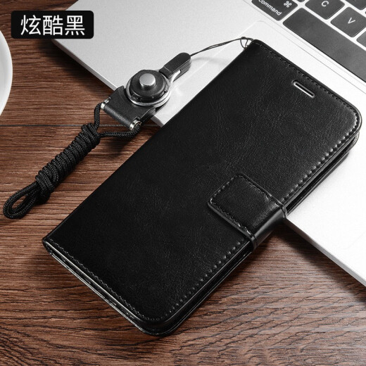 CURRY Redmi k30 mobile phone case k20pro protective flip leather case redmi soft shell all-inclusive anti-fall wallet silicone 5g men and women card Xiaomi [Redmi K30] black + tempered film + lanyard