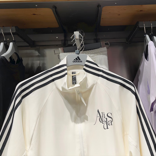 Adidas Clover Jacket Femme 2025 Automne et Hiver Nouveau Vêtements de Sport Lâches Décontractés Col Montant Tissé Veste Coupe-Vent JI9768 Han Jade Blanc XL